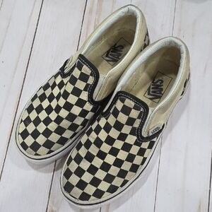 Vans Black and Cream Checkered Kids Sneakers